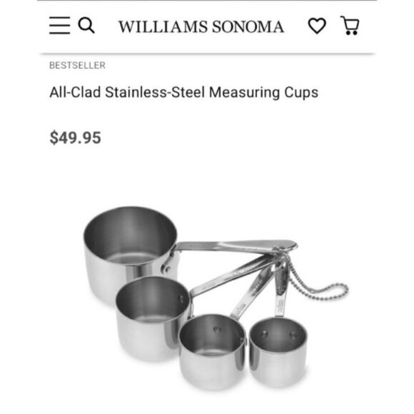 ALL CLAD Heavy Gauge Stainless Steel Measuring Cups w/ 4 Riveted Handles NWT - Picture 6 of 6